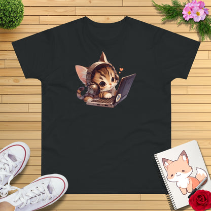 Kawaii Gamer Laptop Kitty T-Shirt