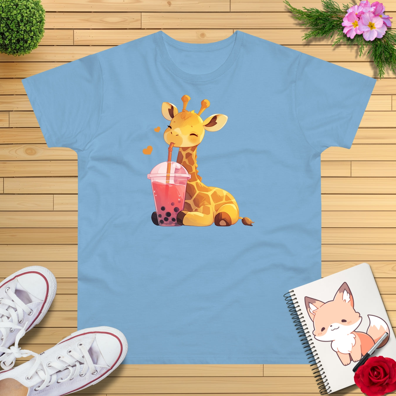 Kawaii Bubble-Tea Giraffe T-Shirt