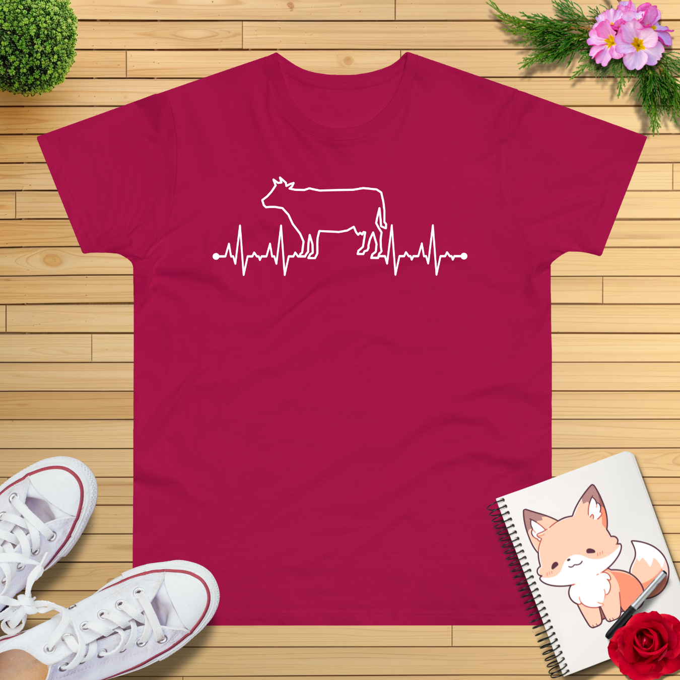 Herzschlag EKG Kuh T-Shirt