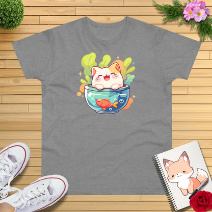 Goldfischglas Katze T-Shirt