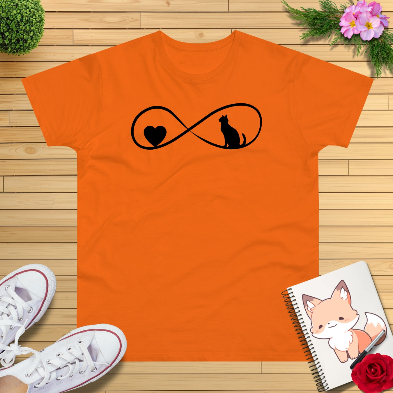 Unendlichkeit Herz & Katze T-Shirt