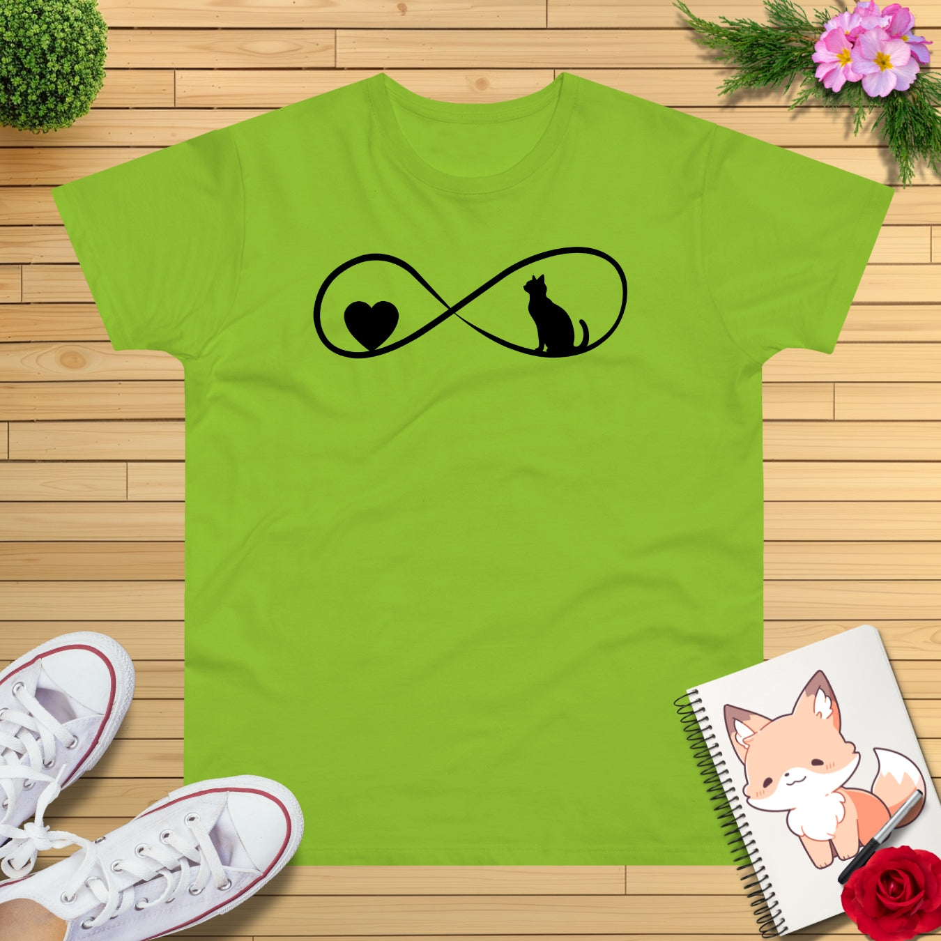 Unendlichkeit Herz & Katze T-Shirt