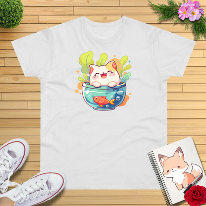 Goldfischglas Katze T-Shirt