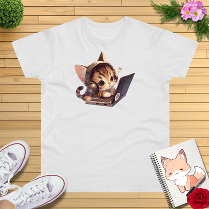 Kawaii Gamer Laptop Kitty T-Shirt