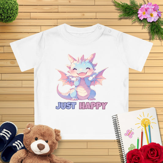 Bio Baumwolle Baby T-Shirt Just Happy Kawaii Drache