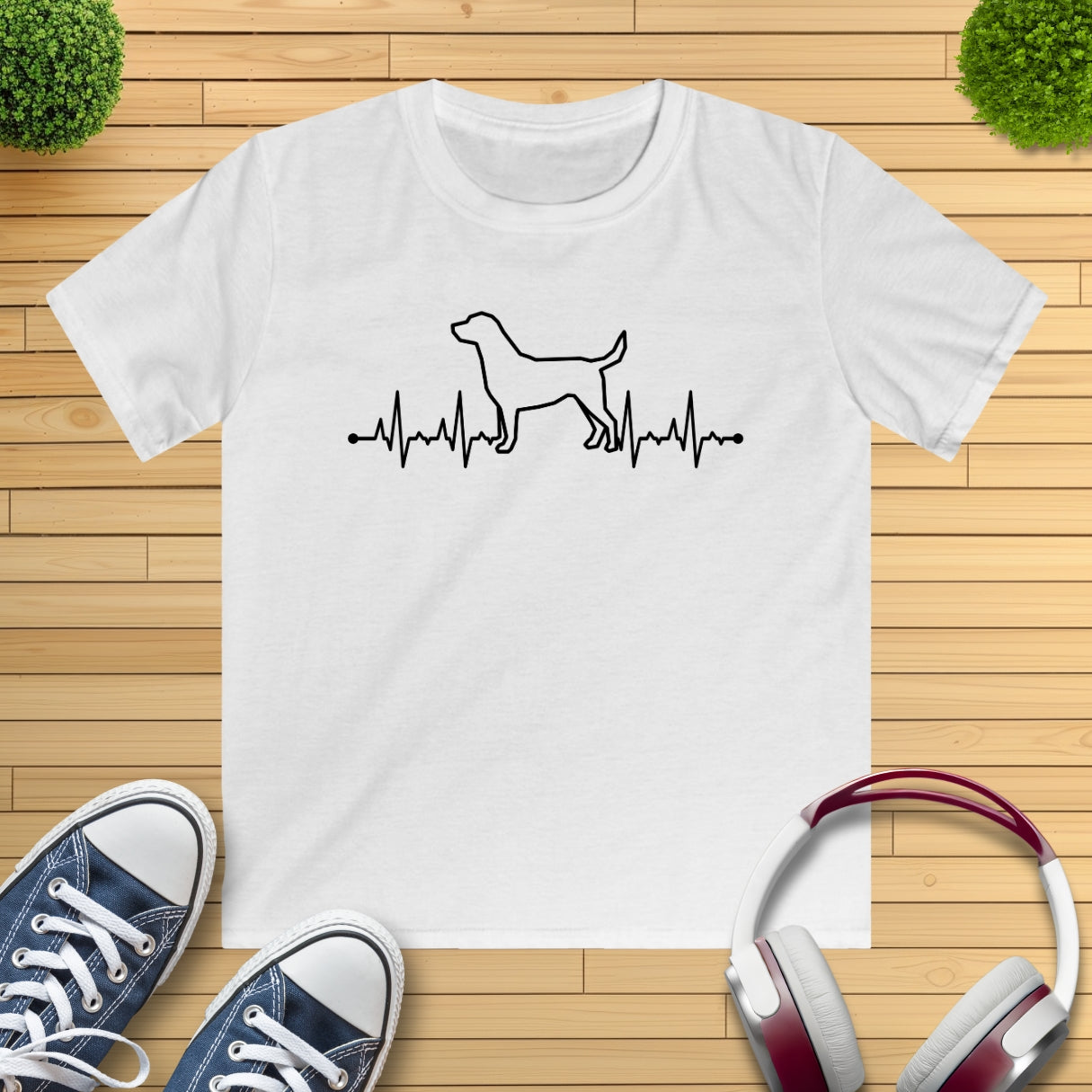 Herzschlag EKG Hund Kinder T-Shirt